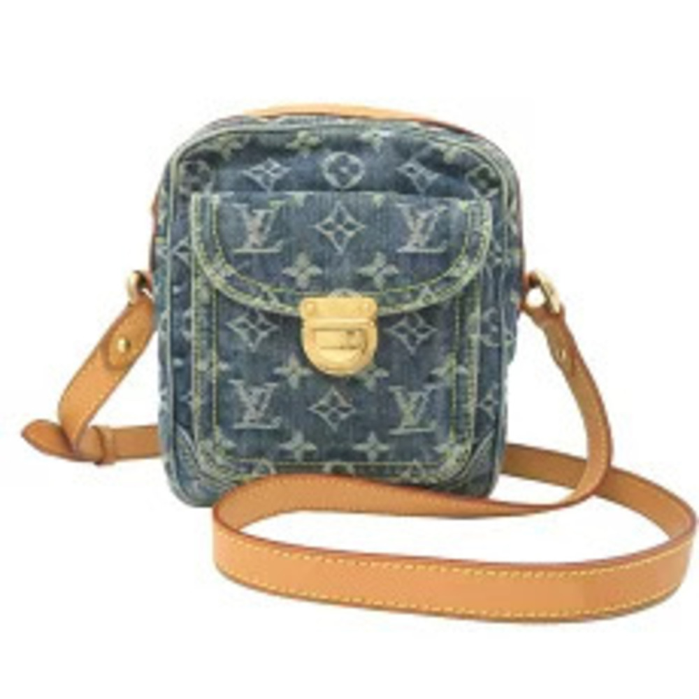 Louis Vuitton Denim Camera Bag Shoulder Monogram Blue